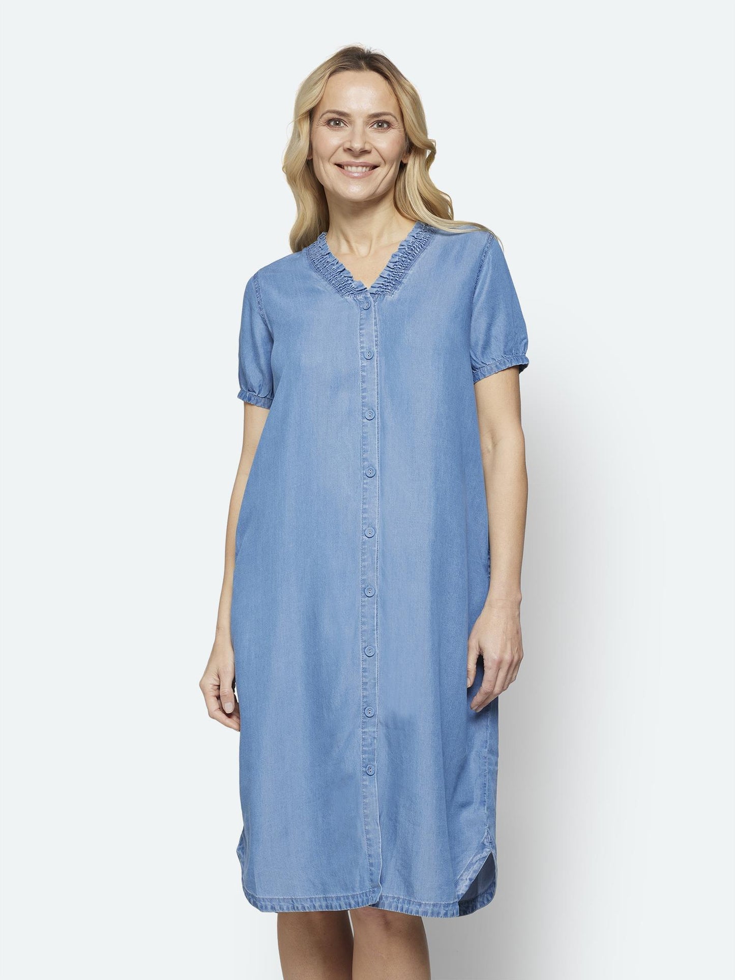 Lang Kjole i Tencel jeansblå
