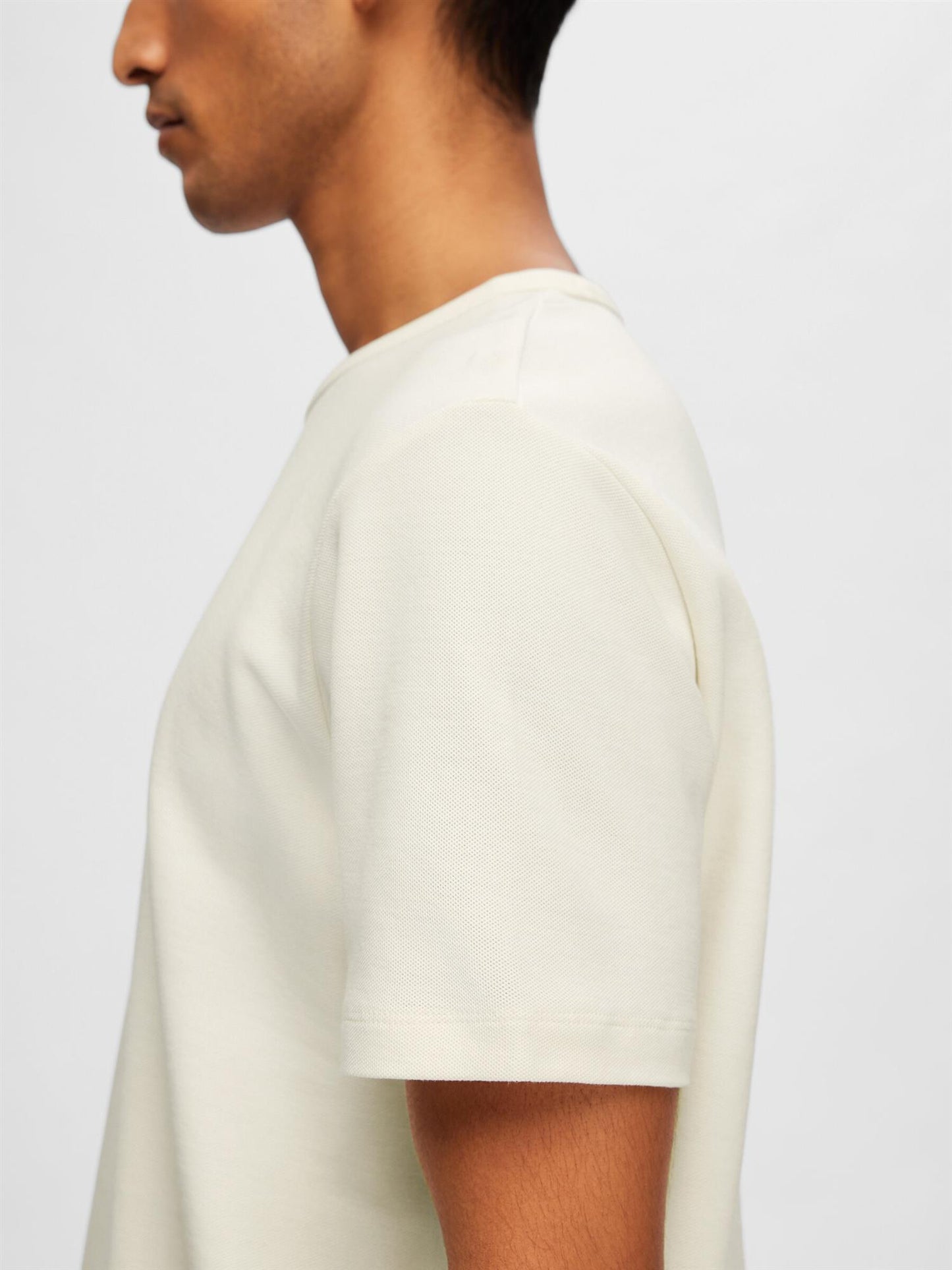 Slh Joseph pique ss o- neck tee Egret