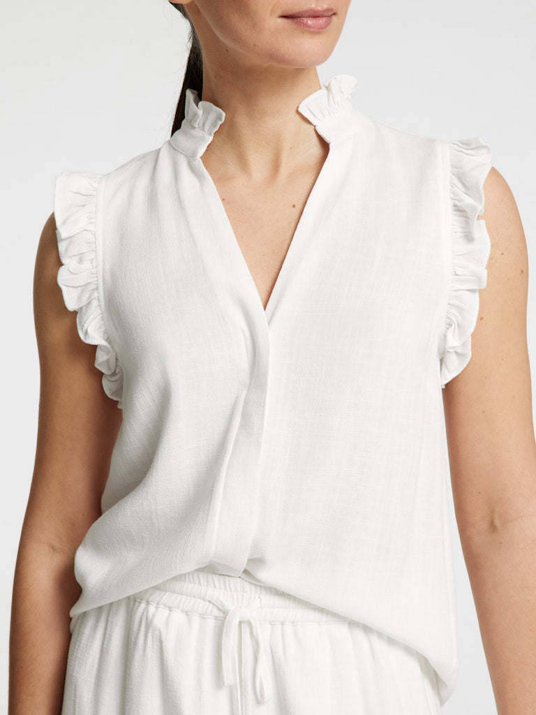 VIVA SL SUN RUFFLE LIN TOP snow white