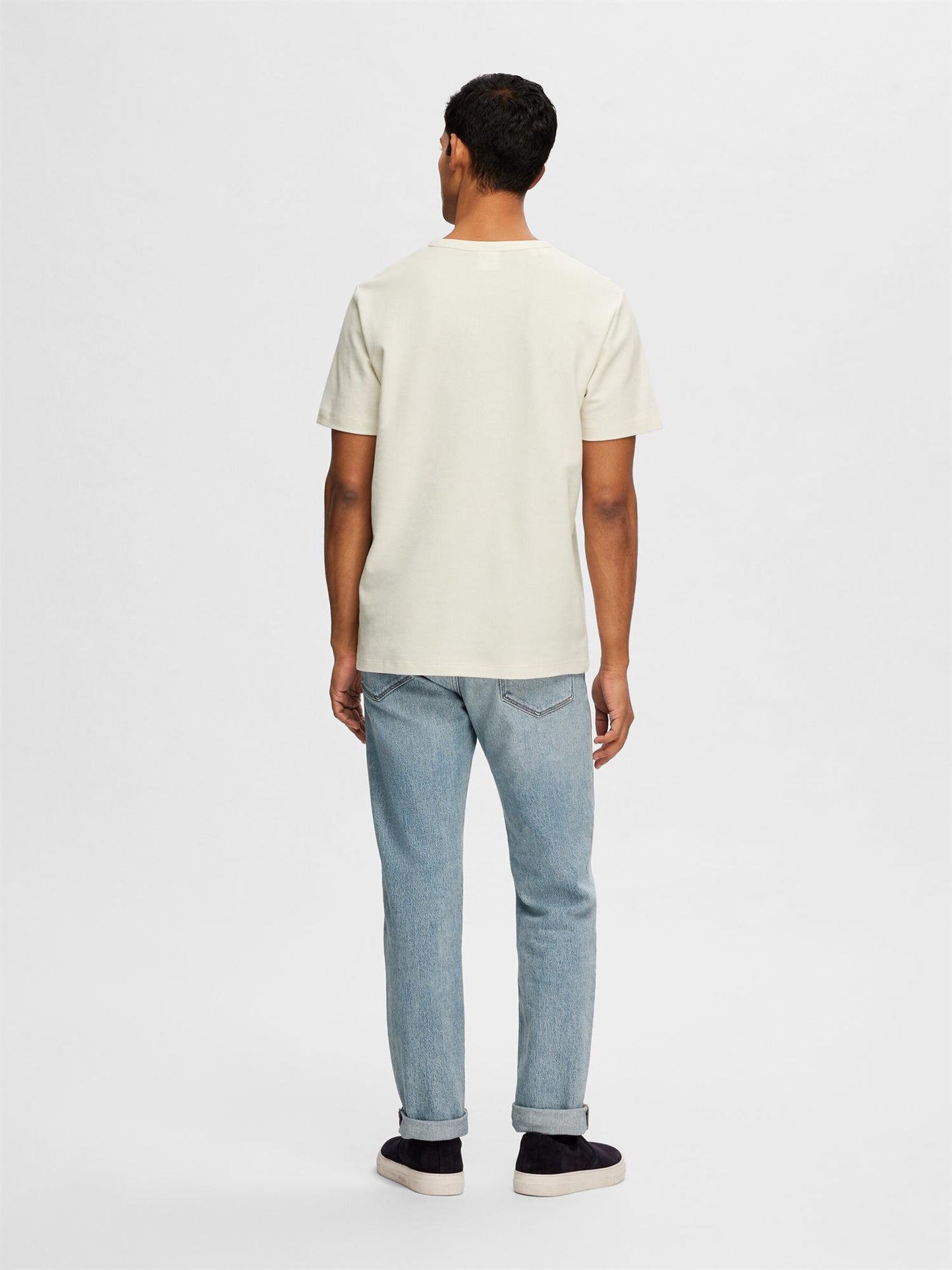 Slh Joseph pique ss o- neck tee Egret