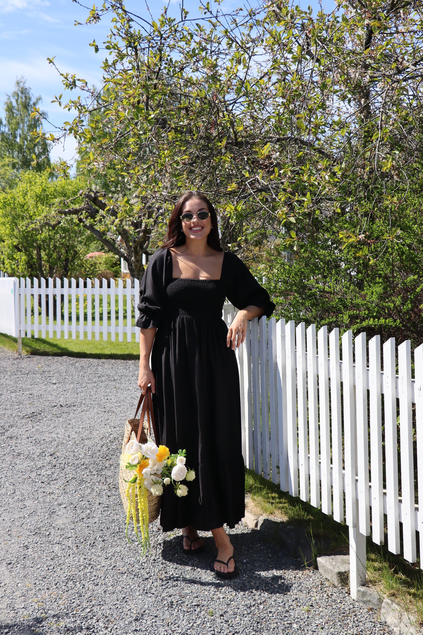 VMMARIELL 3/4 Squareneck ankle dress black