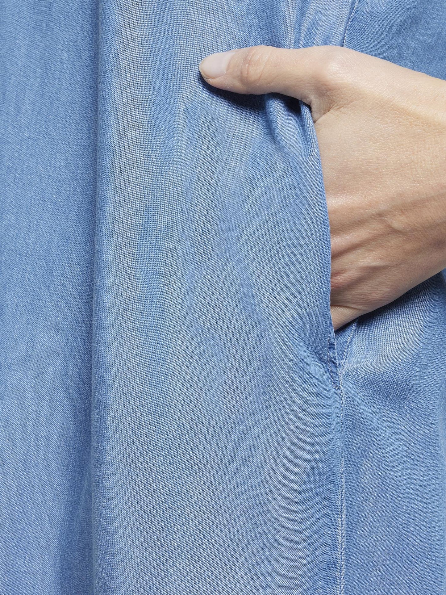 Lang Kjole i Tencel jeansblå
