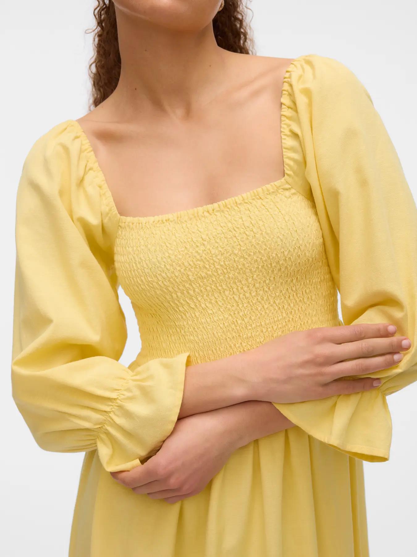 VMMARIELL 3/4 Squareneck ankle dress yellow
