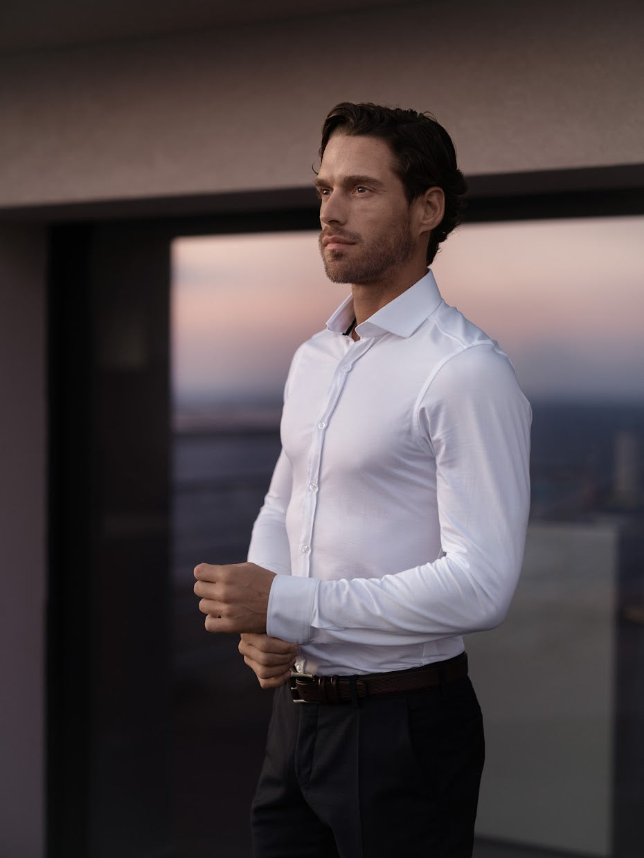 Leo slim fit stretch white
