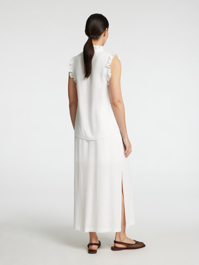 VIVA SL SUN RUFFLE LIN TOP snow white
