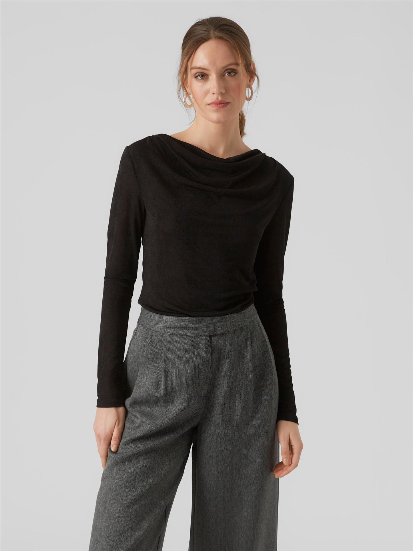 Nara Ls Pleat top Black