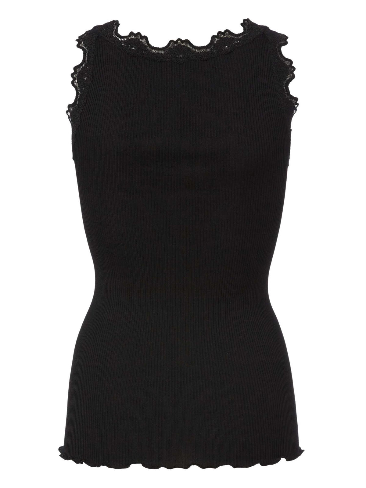 Babette Silk U-neck Lace top - black