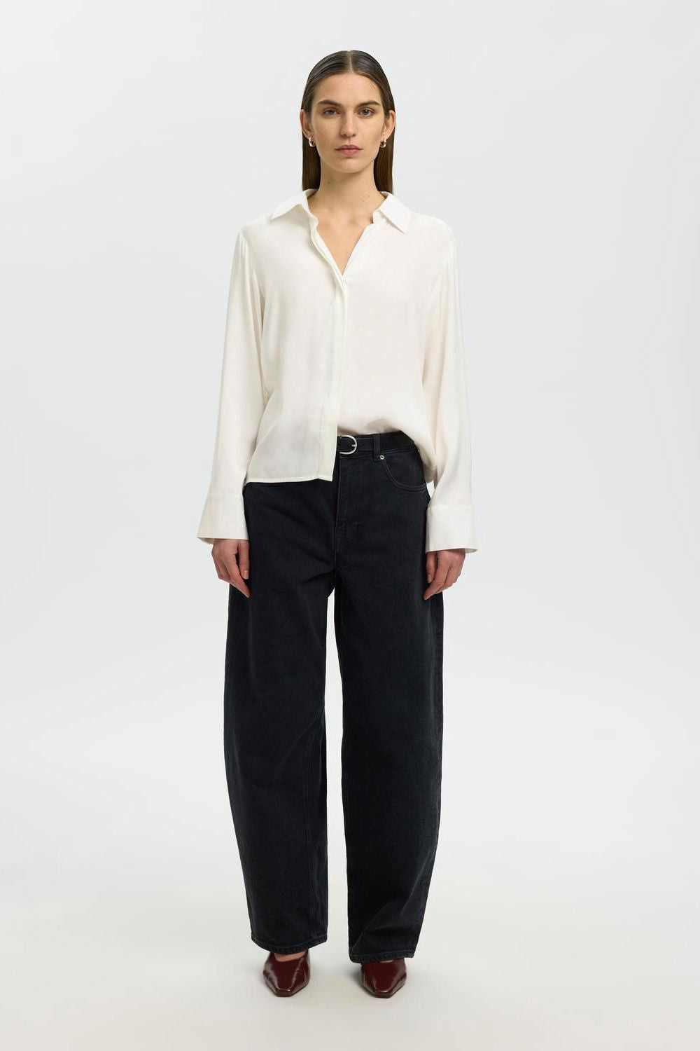 Slwjonna Reg Ls Open Collar Shirt Noos
