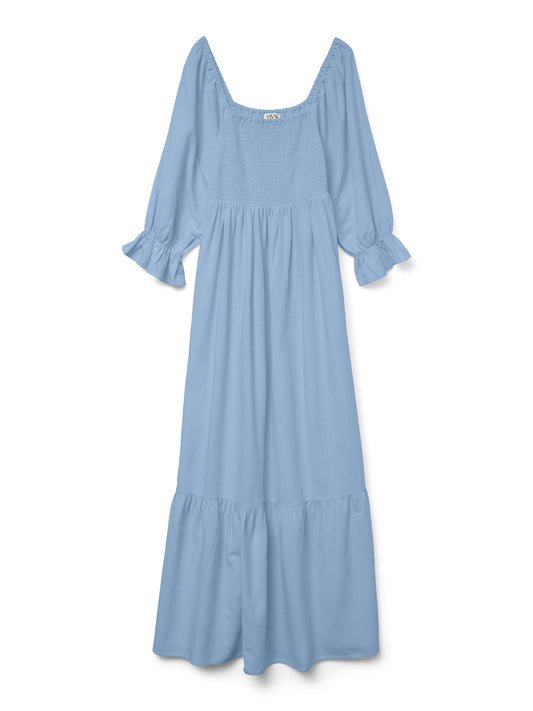 VMMARIELL 3/4 Squareneck ankle dress blue