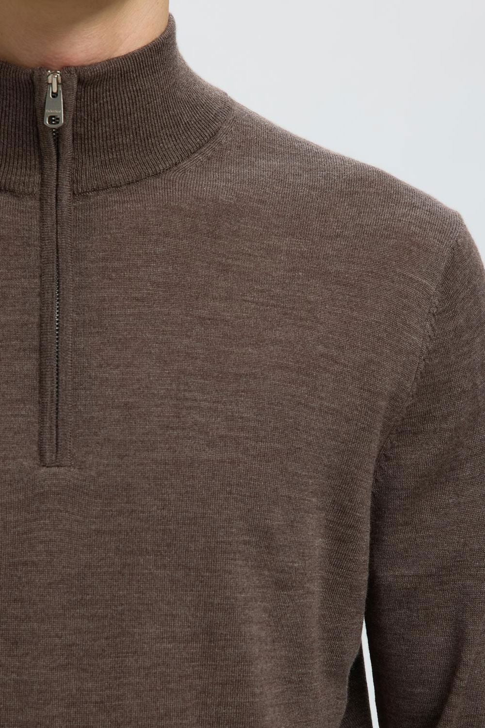 Slmtray Ls Knit Reg Merino Half Zip Noos