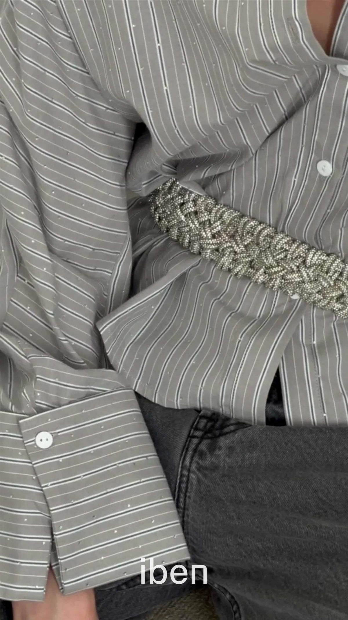 Atari embellish shirt - Grey Stripe