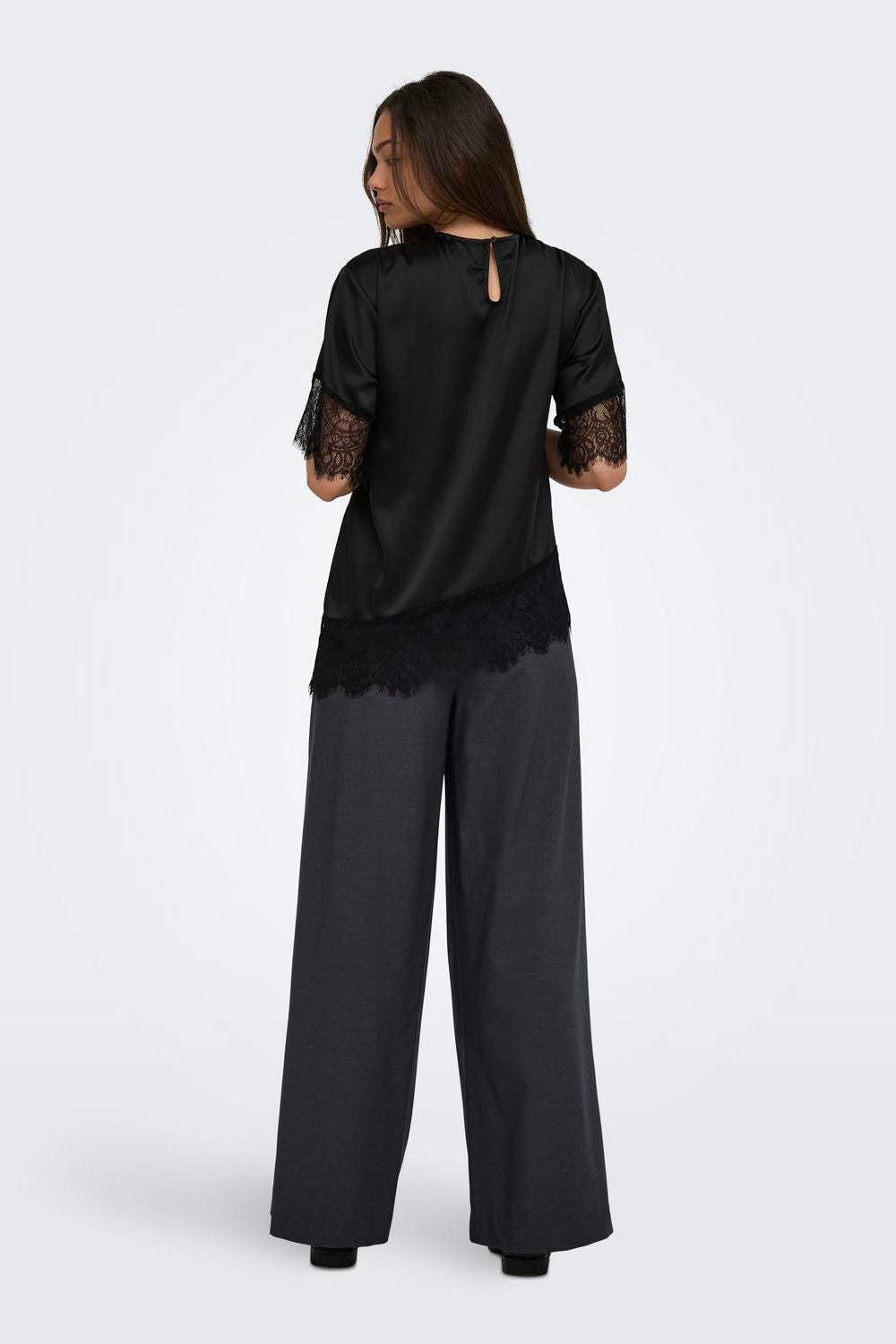 Onlindona 2/4 Satin Lace Top Wvn