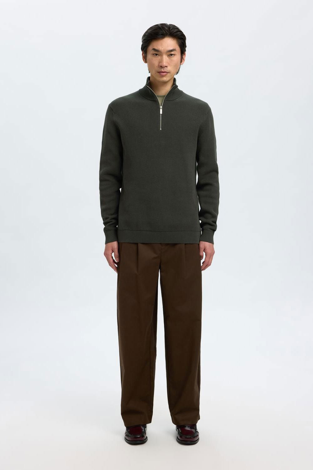 Slmdane Ls Knit Reg Struc Half Zip Noos
