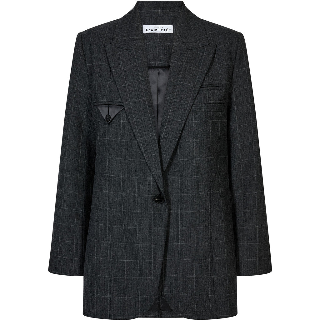 Smokey Check Single Blazer - Antrasit