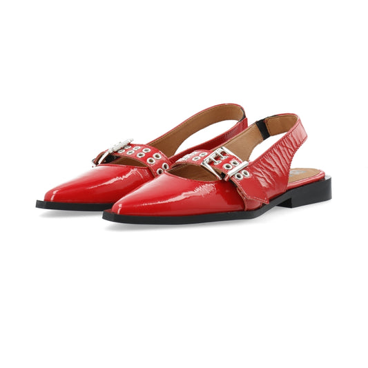 BIAVICTORIA Single Buckle Slingback Leather Red