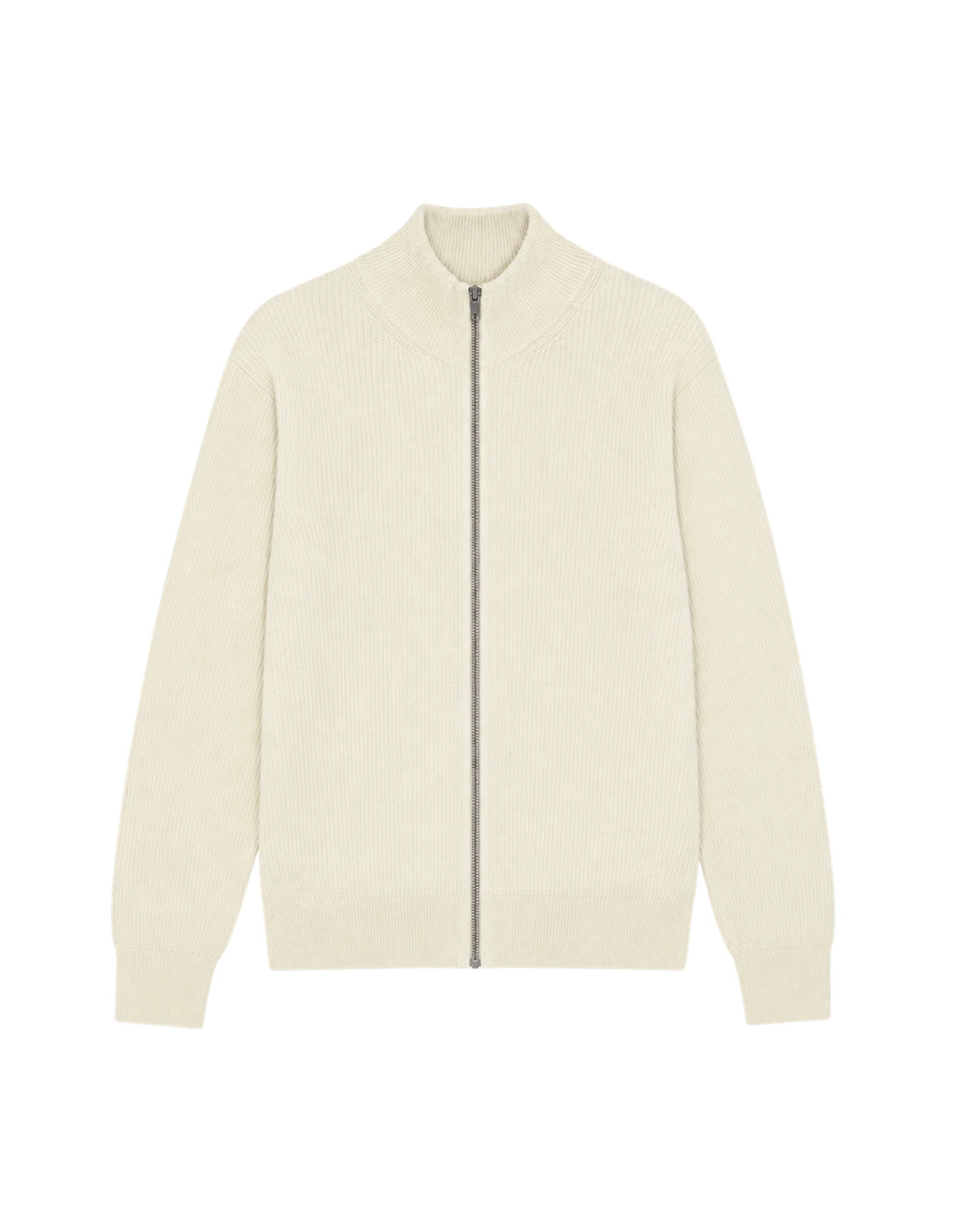 Wool Rib Zipper Knit