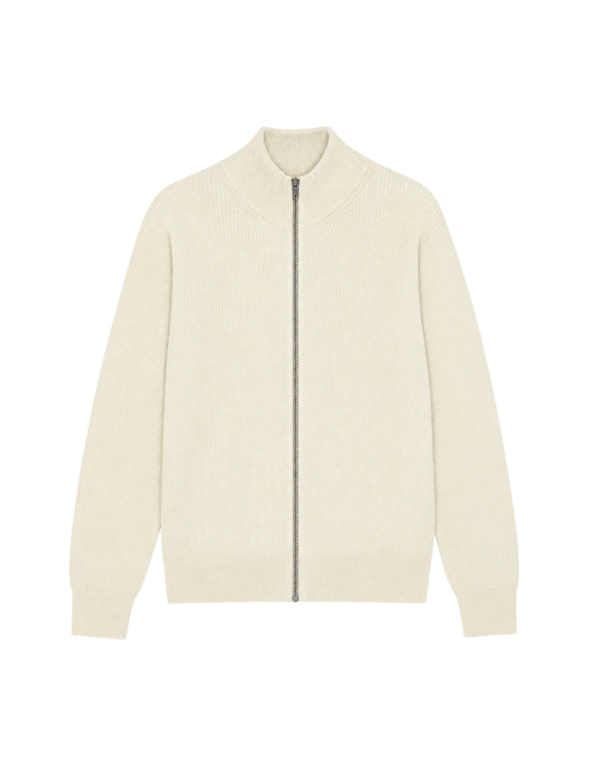 Wool Rib Zipper Knit