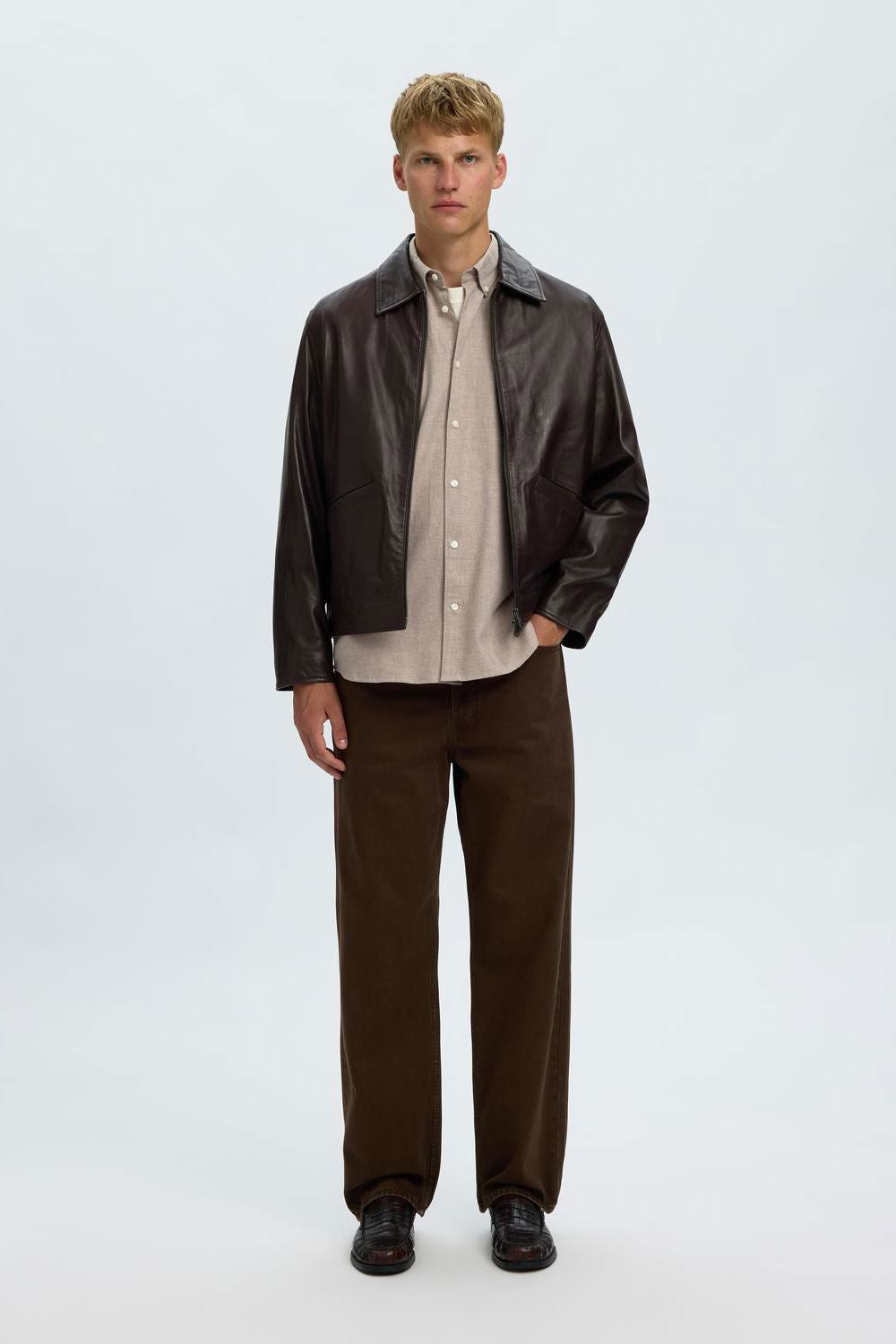 Slmcole-Jay Reg Melange Ls Shirt Noos
