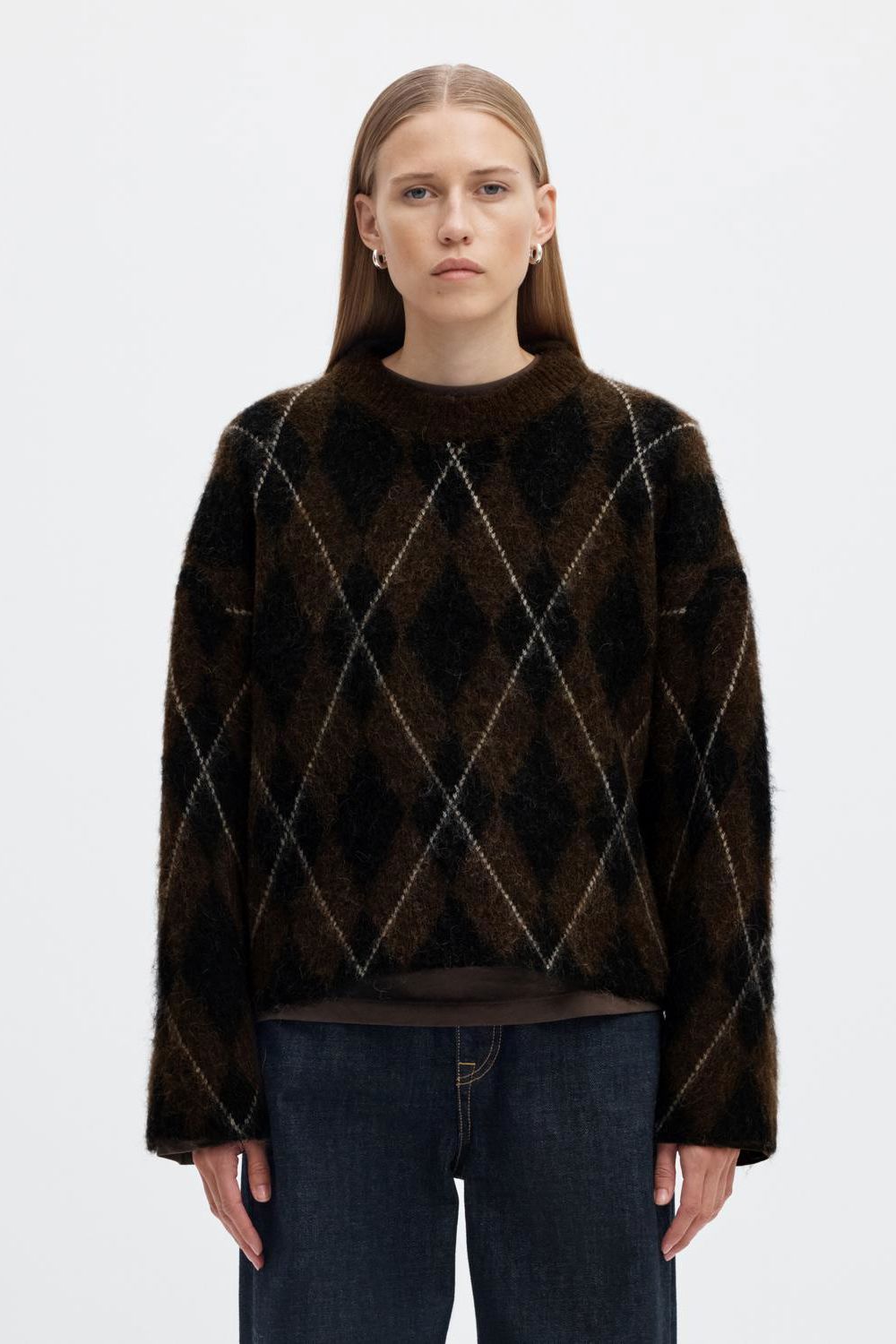 Slwlulu Brushed Argyle Knit O-Neck Noos