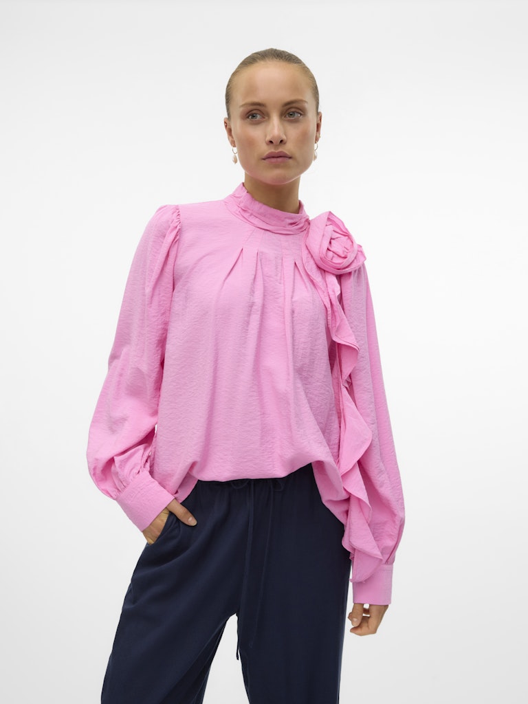 Bailey topp ls frill top Fuchsia pink