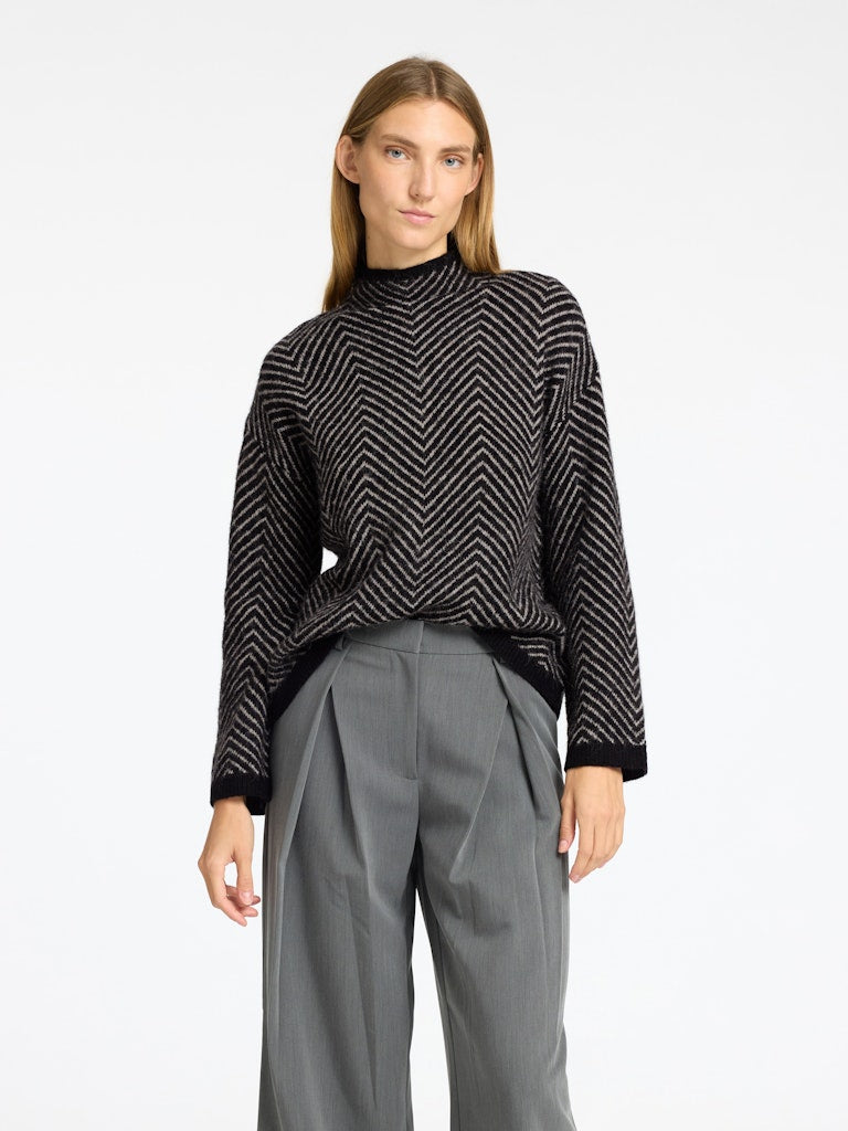 Lulu ls herringbone knit high neck black