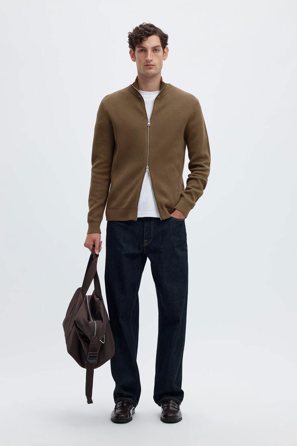 Slmdane Ls Knit Reg Struc Full Zip Noos