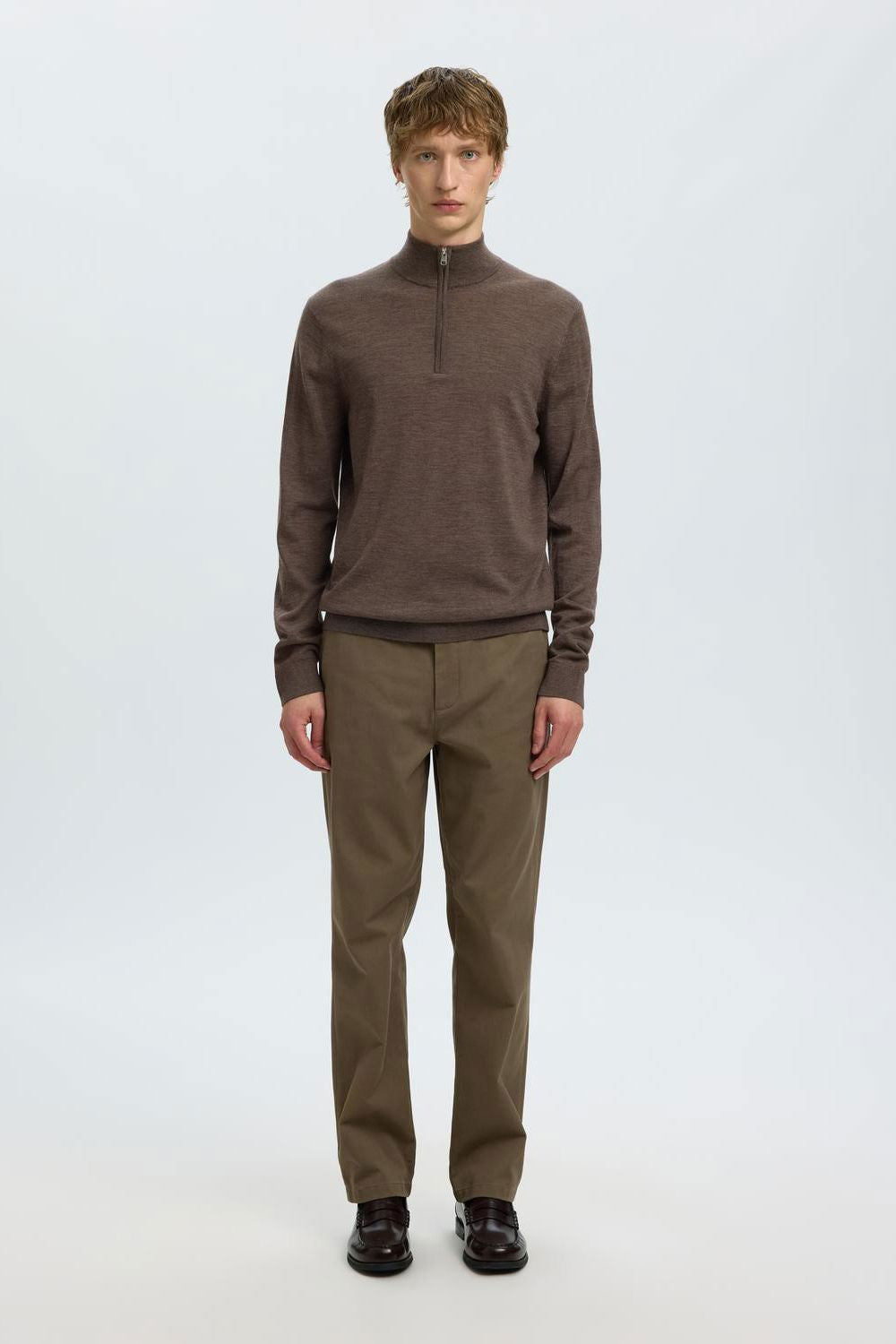Slmtray Ls Knit Reg Merino Half Zip Noos