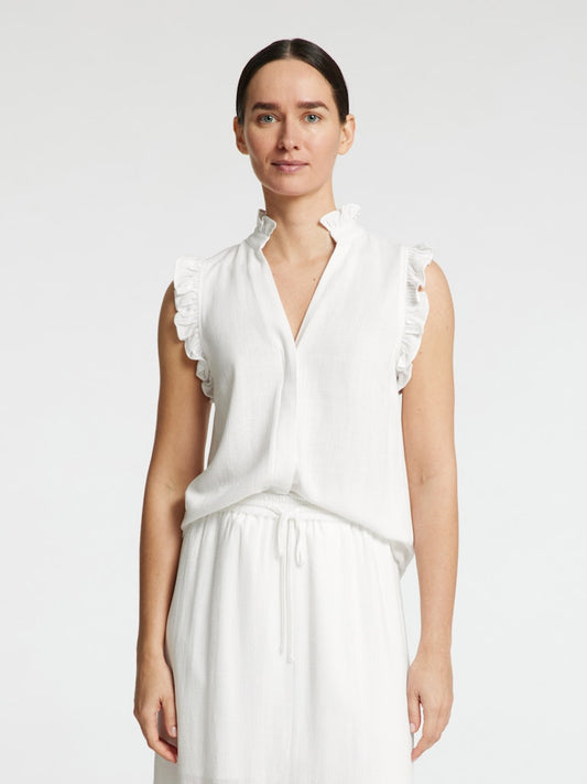 VIVA SL SUN RUFFLE LIN TOP snow white