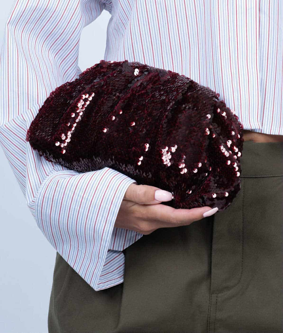 SEQUIN CLUTCH BAG - burgunder