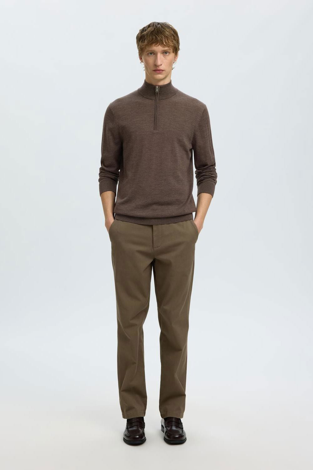 Slmtray Ls Knit Reg Merino Half Zip Noos