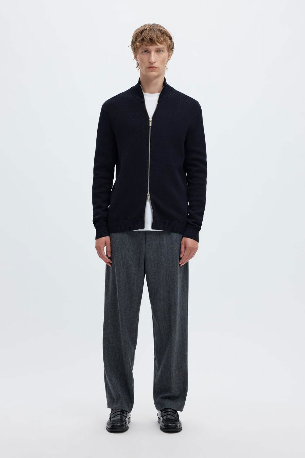 Slmdane Ls Knit Reg Struc Full Zip Noos