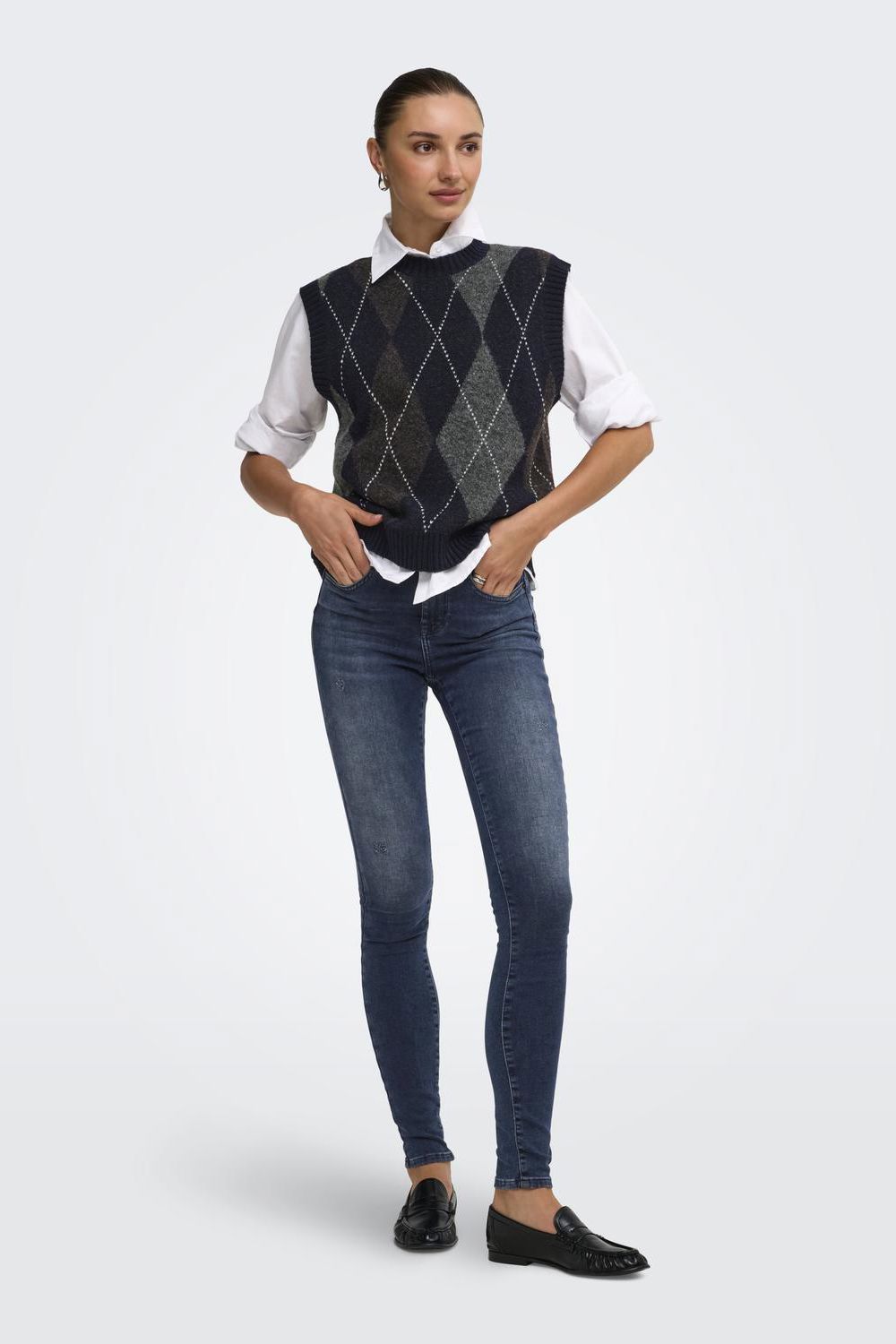 Onlrhombus Argyle Vest Knt Noos