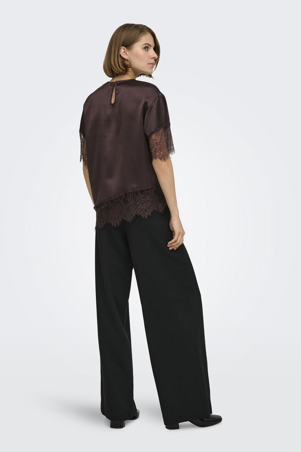 Onlindona 2/4 Satin Lace Top Wvn