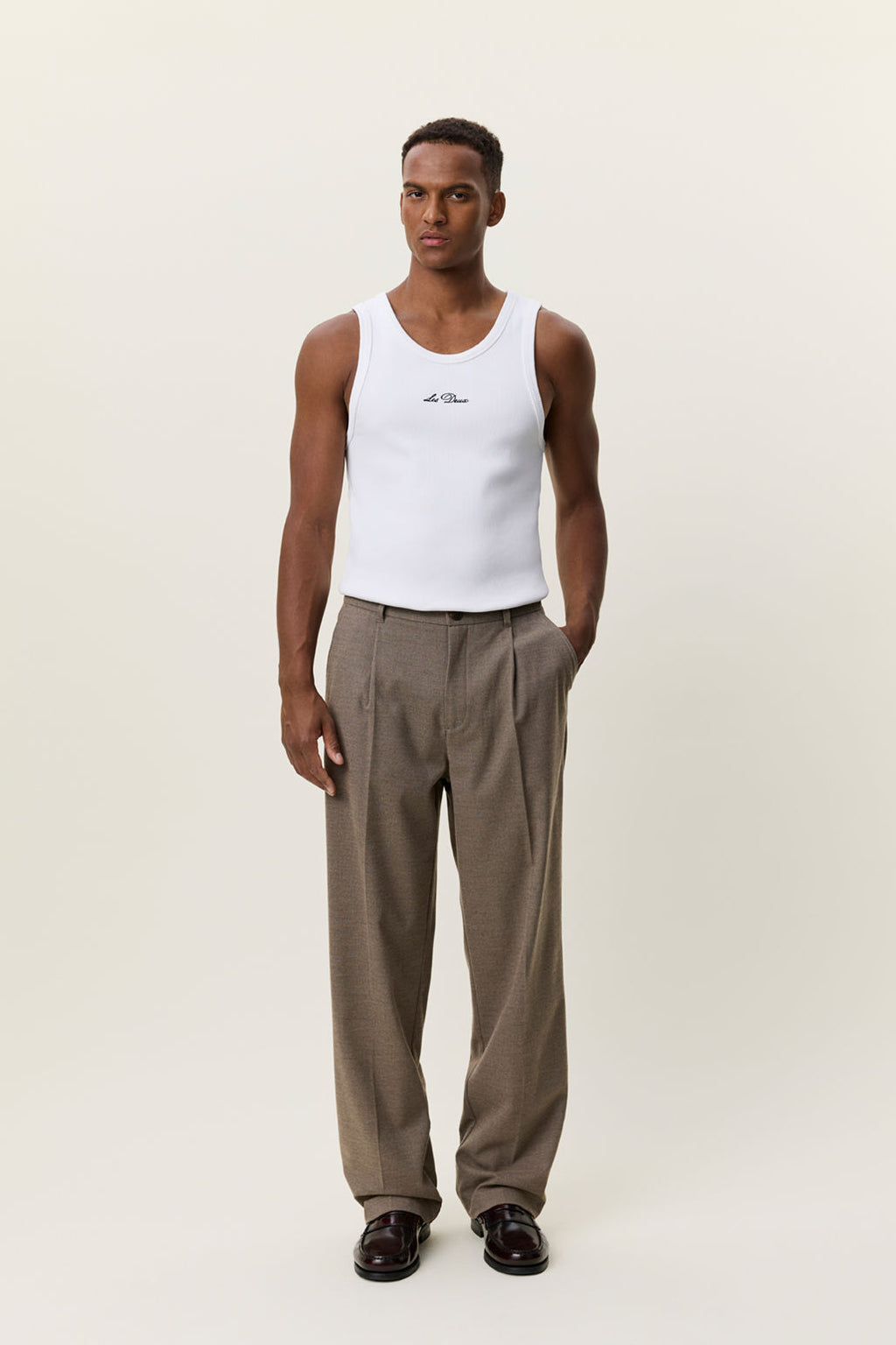 Flannel Pleated Tailored Pants