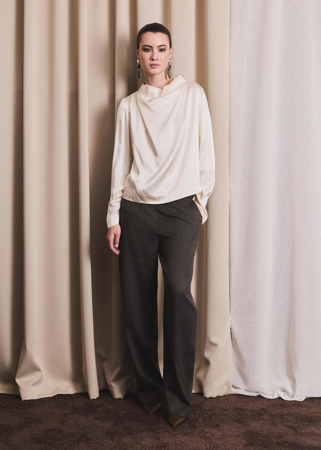 Beverly Satin top - Pearl white