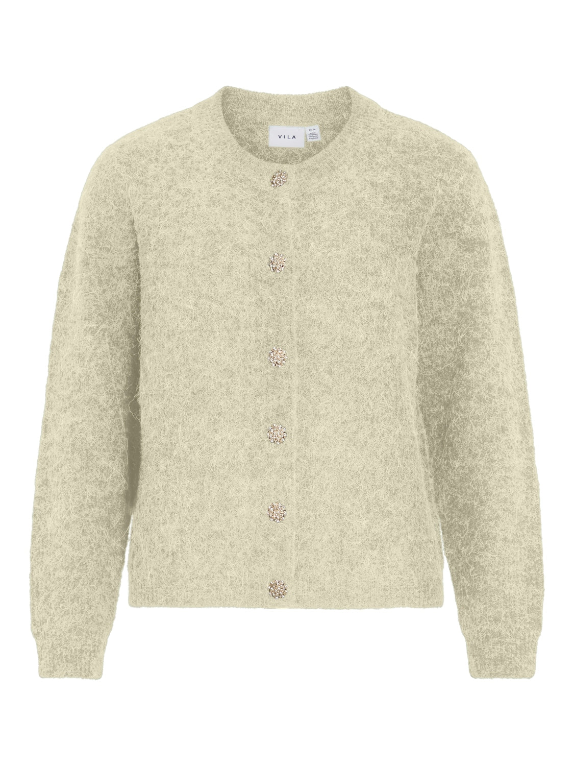 Strikket Cardigan Vialva  o neck Super light natural melan