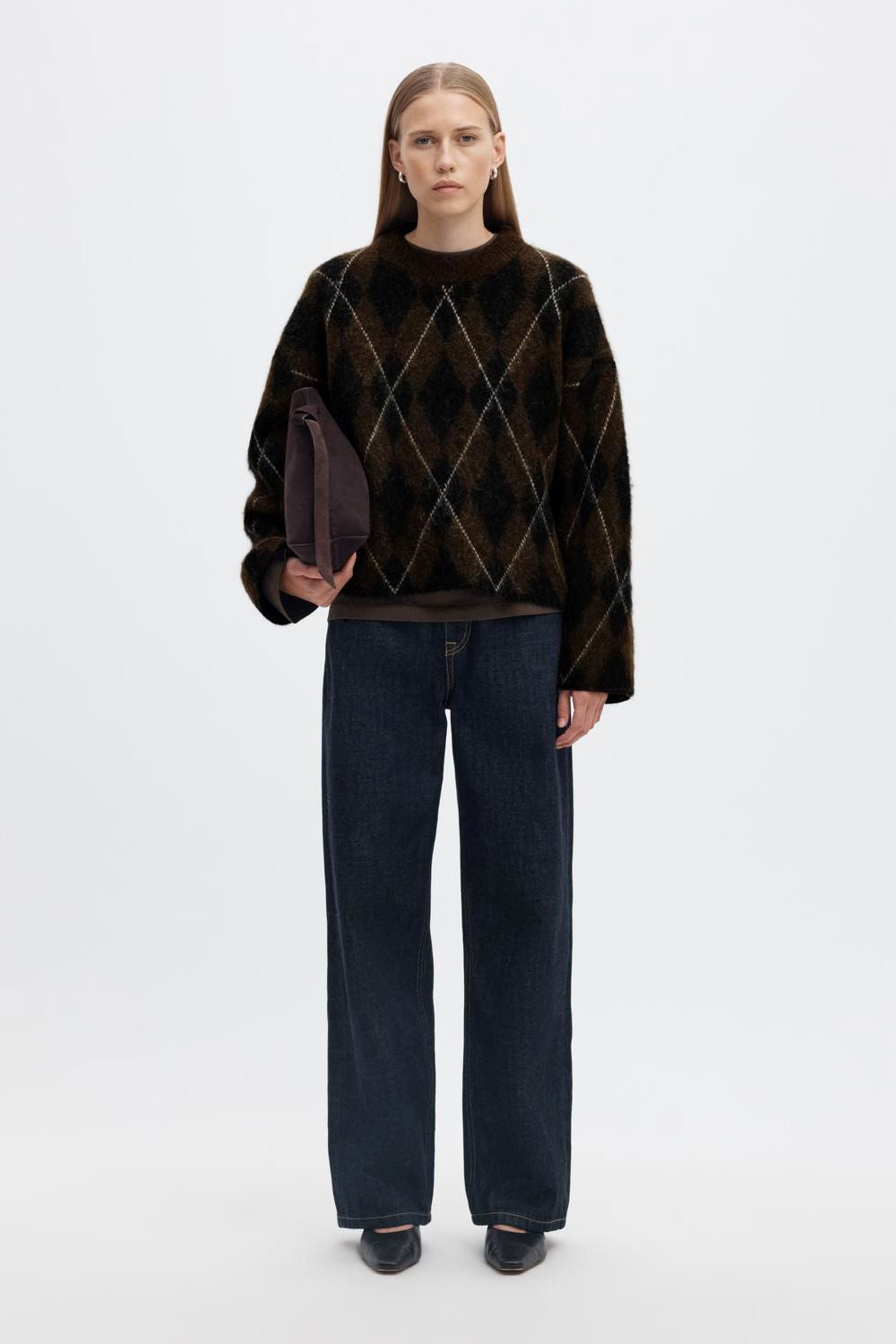 Slwlulu Brushed Argyle Knit O-Neck Noos