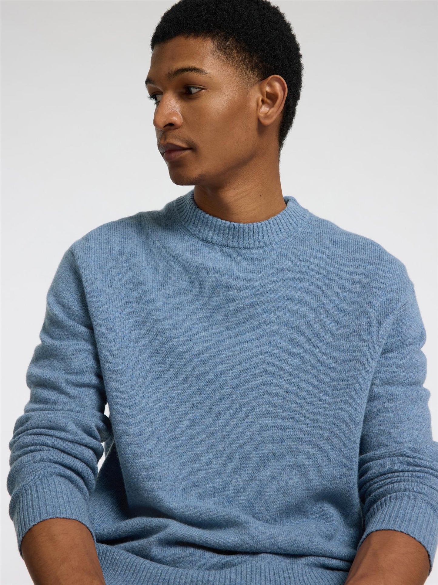 Slhreuben ls knit relaxed crew neck Oceana / Melange