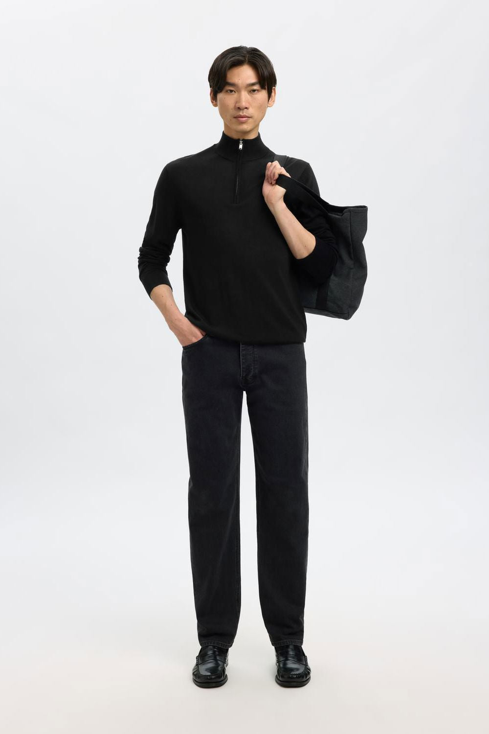 Slmtray Ls Knit Merino Half Zip Noos