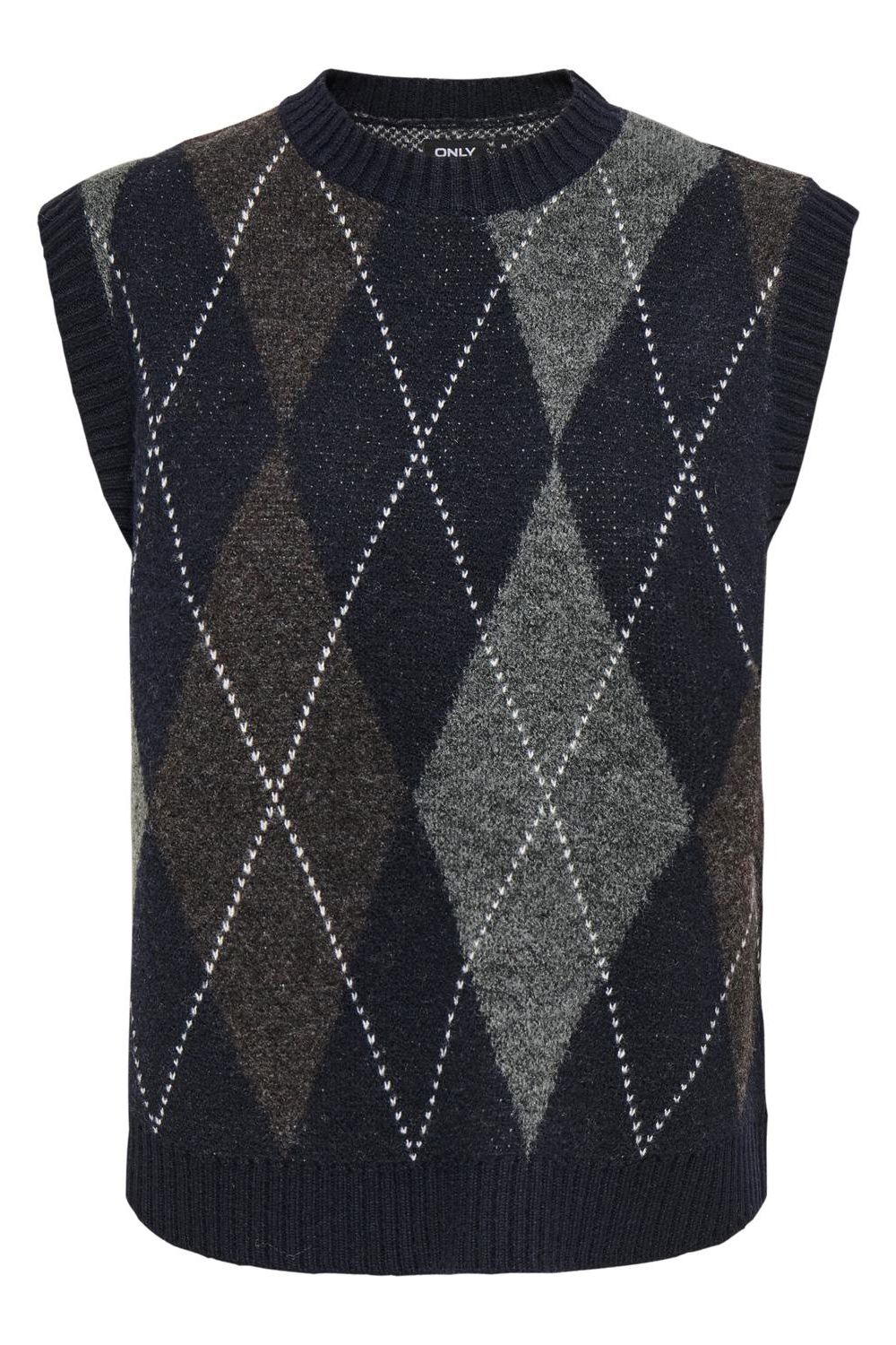 Onlrhombus Argyle Vest Knt Noos