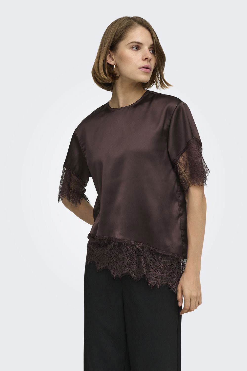 Onlindona 2/4 Satin Lace Top Wvn