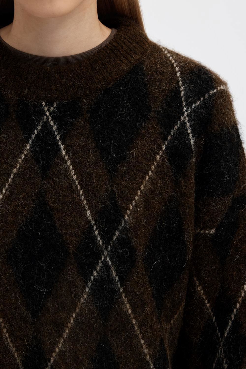 Slwlulu Brushed Argyle Knit O-Neck Noos