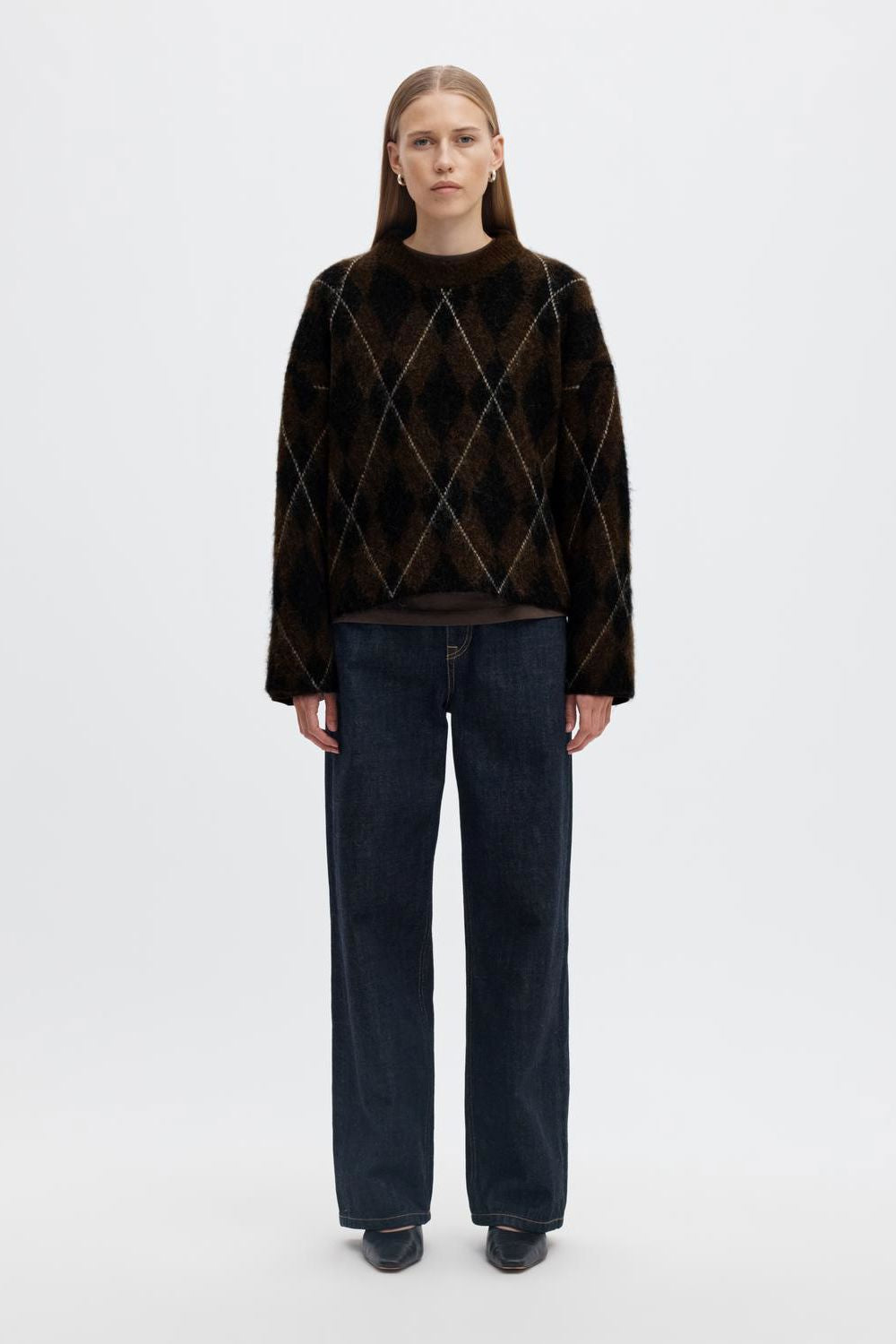 Slwlulu Brushed Argyle Knit O-Neck Noos