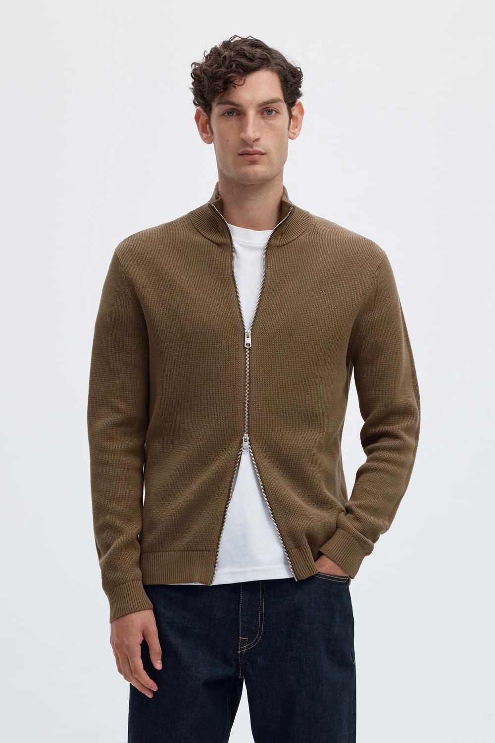 Slmdane Ls Knit Reg Struc Full Zip Noos