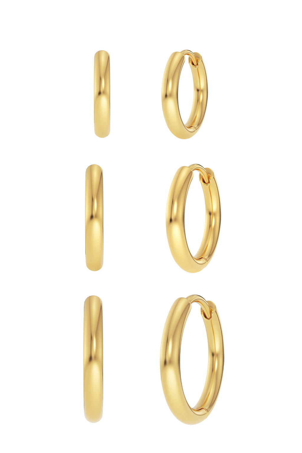 Triple Pair Hoops Gold