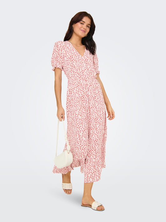 Kjole ONLChianti SS Long Dress Rød