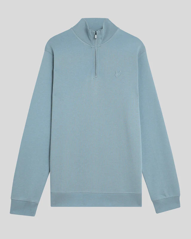 Superfine Crew Neck Zip Blue Ash