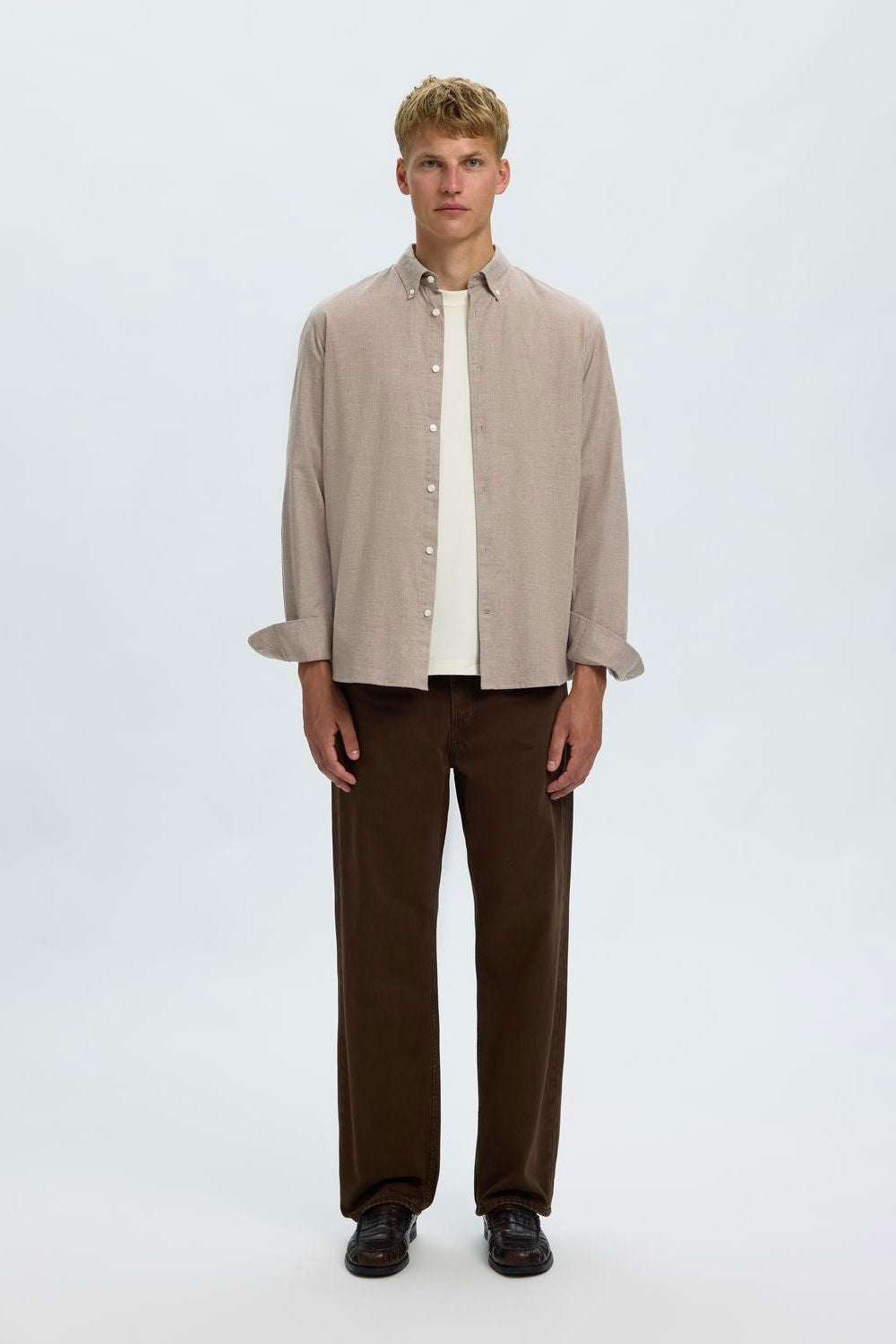 Slmcole-Jay Reg Melange Ls Shirt Noos