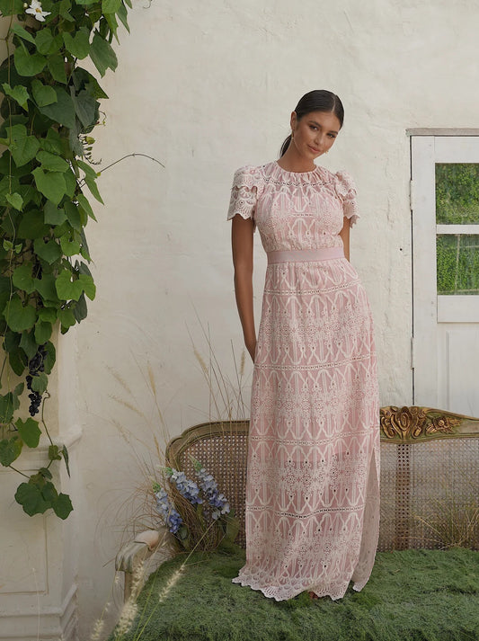 Philine Maxi Dress Pink Embroidery