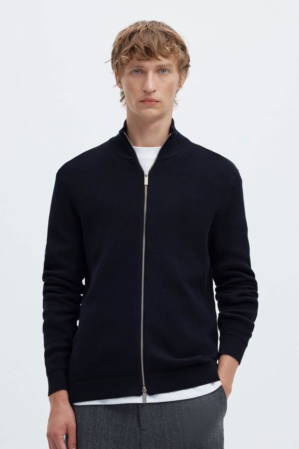Slmdane Ls Knit Reg Struc Full Zip Noos